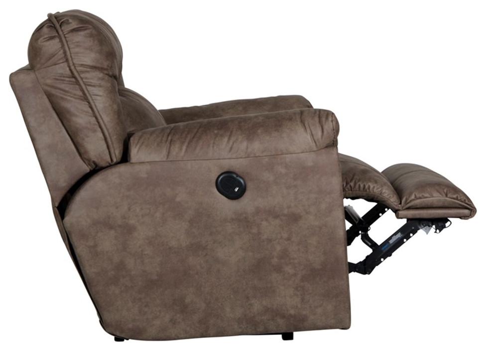 Catnapper Thompson Power Wall Hugger Recliner in Brown Polyester Fabric   Contemporary   Recliner Chairs   by Homesquare  Houzz