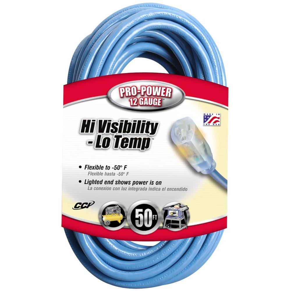 Southwire 50 ft. 123 SJTW Hi-VisibilityLow-Temp Outdoor Heavy-Duty Extension Cord with Power Light Plug 2568SW0006