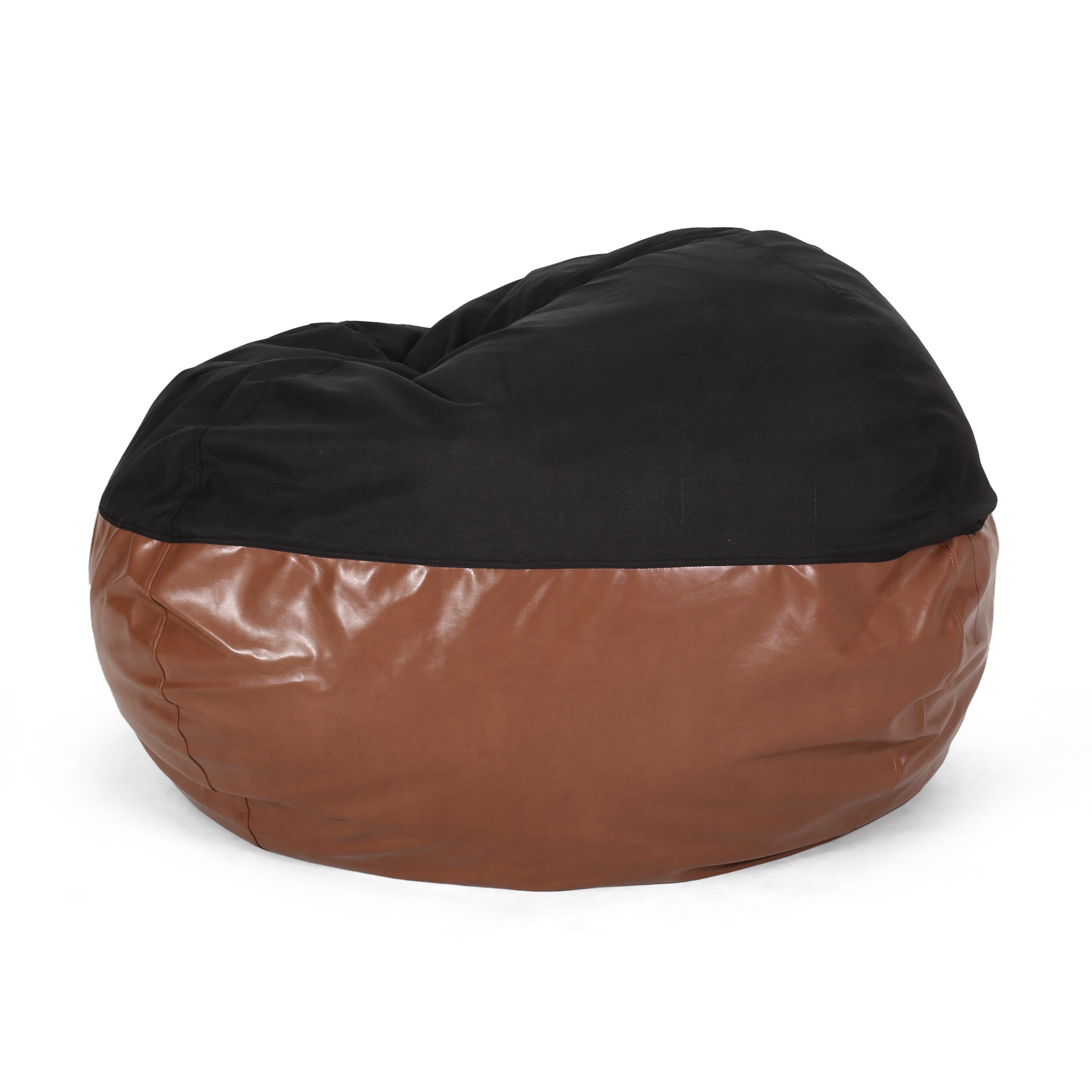 Meagher Modern 5 Foot Two Toned Fabric and Faux Leather Bean Bag