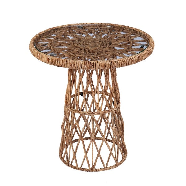 SEI Furniture Nyland Coastal Natural Woven Fiber Side Table