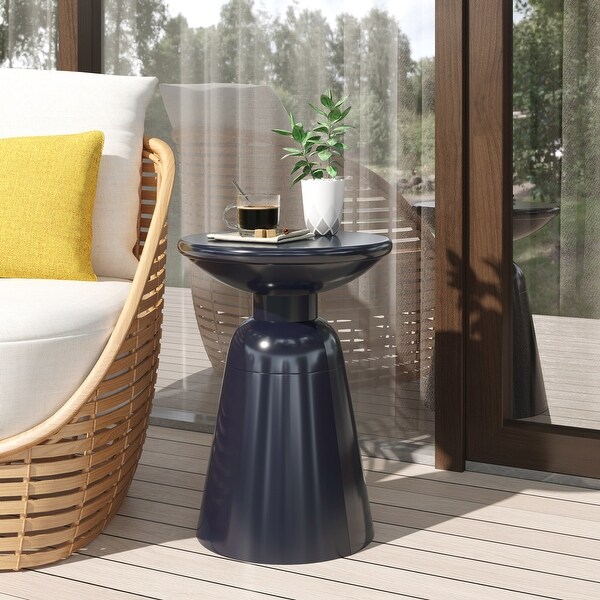 Outdoor Side Table，Cement End Tables for Patio，Garden Small Accent Decorative Stool，Table Indoor