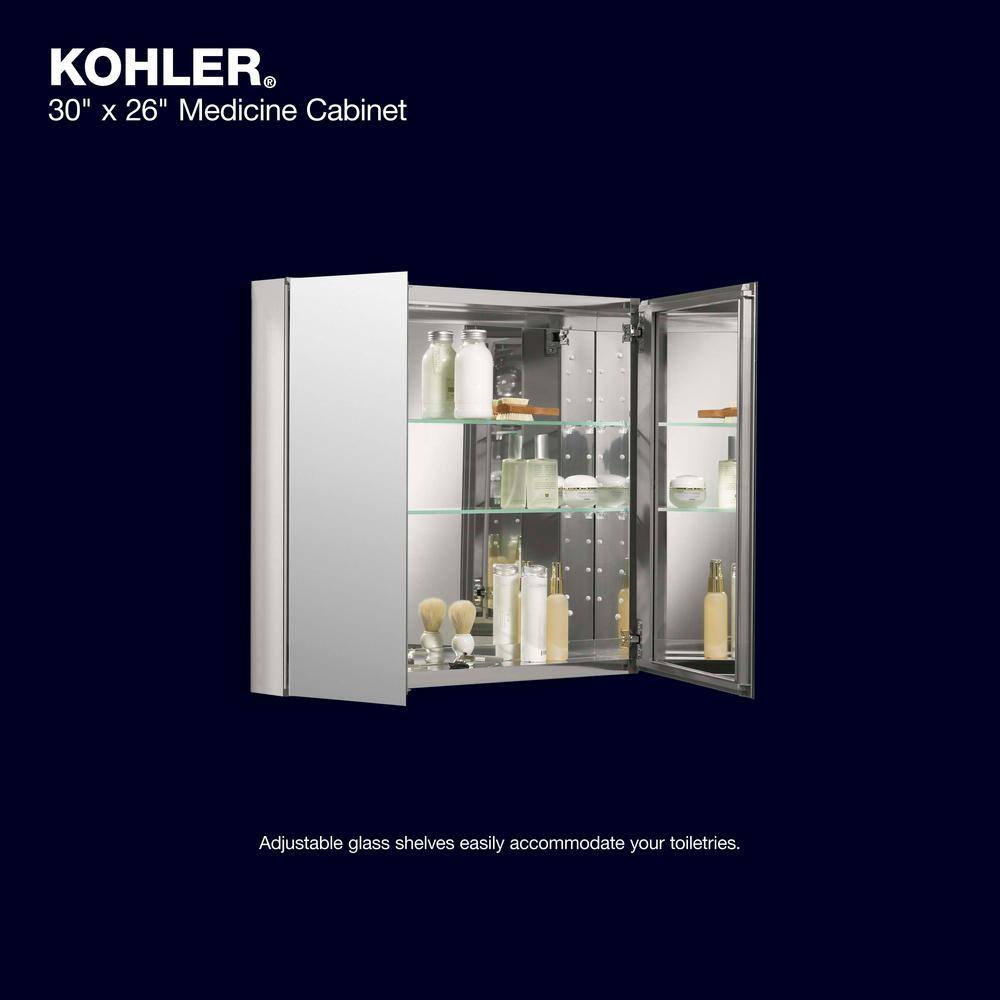 KOHLER CLC 30 in. x 26 in. RecessedSurface Mount Soft Close Medicine Cabinet with Mirrored Door R79221-NA