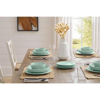 StyleWell 16-Piece Stoneware Beaded Edge Dinnerware Set in Seabreeze (Service for 4) HD2112014