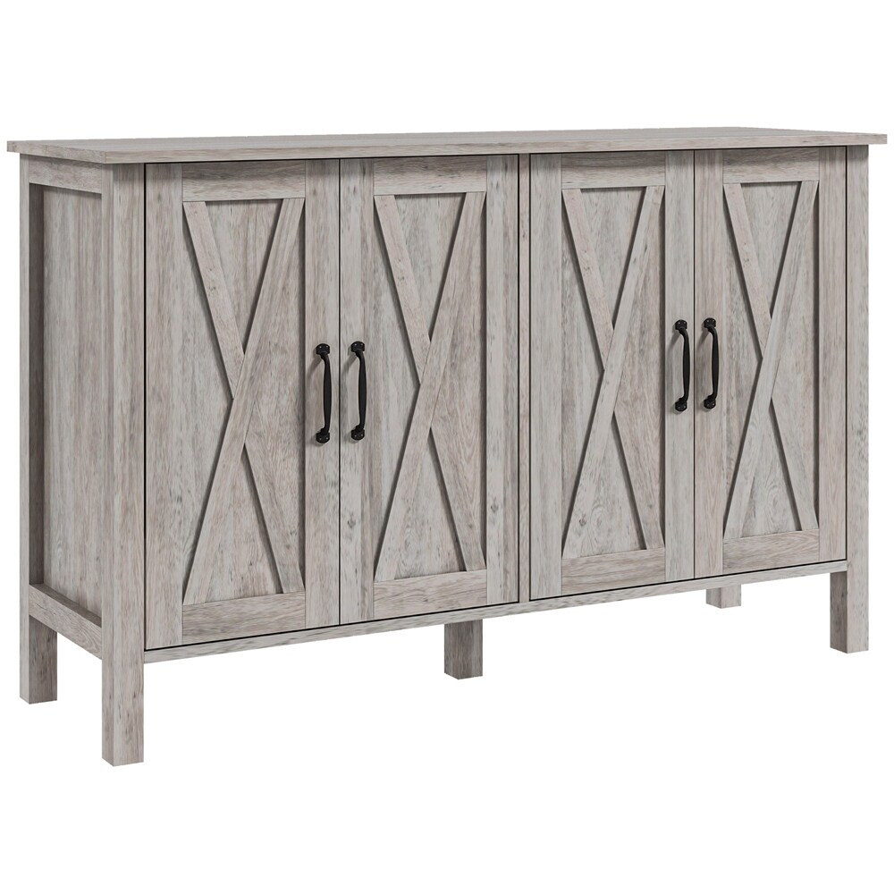 Coffee Bar Buffet Cabinet Sideboard w/ 4 Doors   2 Adjustable Shelves