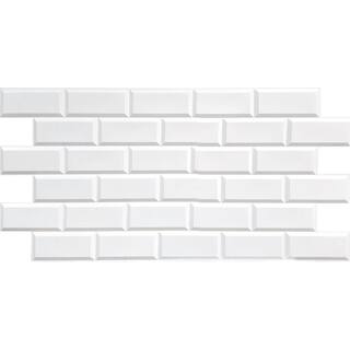 Dundee Deco 3D Falkirk Retro II 38 in. x 19 in. White Faux Bricks PVC Wall Panel (10-Pack) GR-HD-TP10024059_10