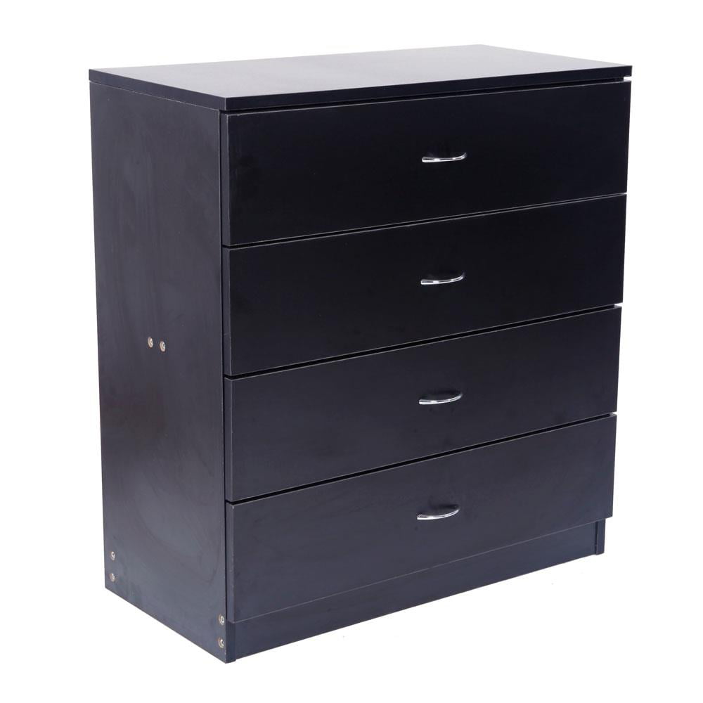 SalonMore Nightstand, Bedroom Storage, Bedside Table, End Table with 4 Drawers, Black