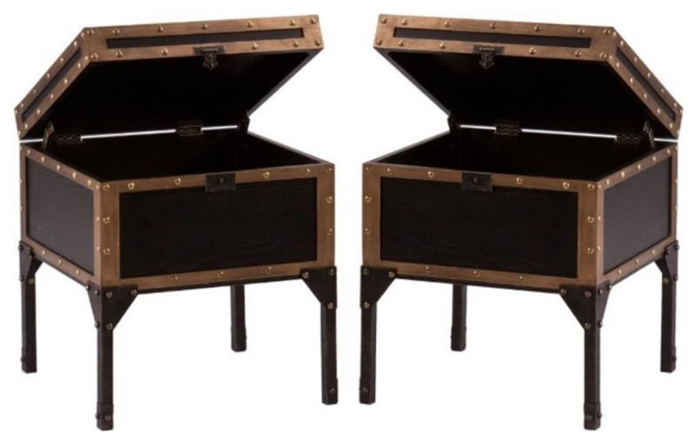 Home Square Travel Trunk End Table in Black   Set of 2   Traditional   Side Tables And End Tables   by Homesquare  Houzz