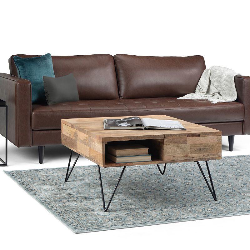 Simpli Home Hunter Square Industrial Contemporary Lift Top Coffee Table - Natural