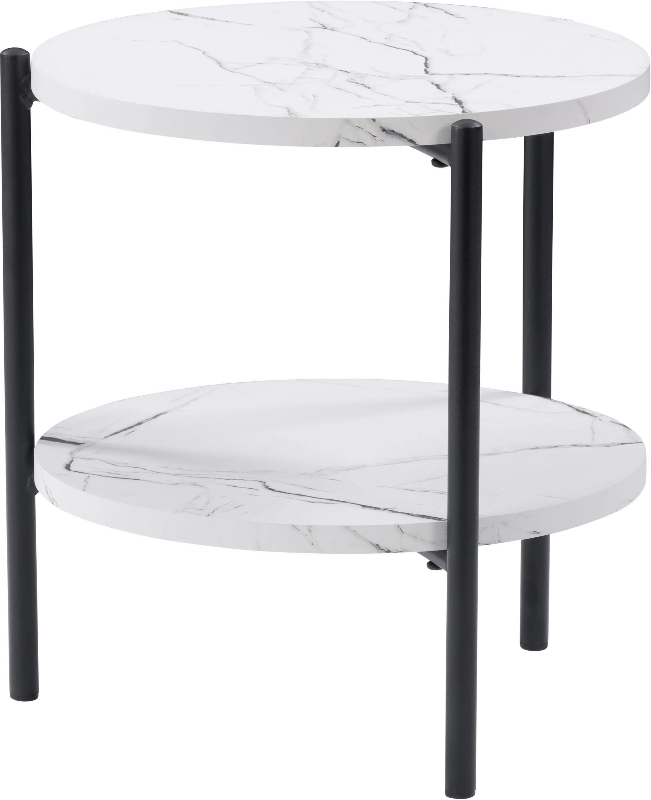 Ayla White Marble Two Tiered End Table