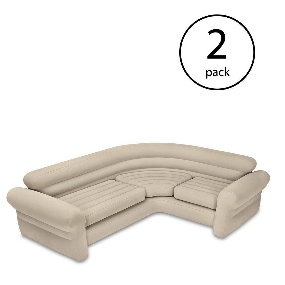 Intex Inflatable Corner Living Room Neutral Sectional Sofa (2-Pack) 2 x 68575EP