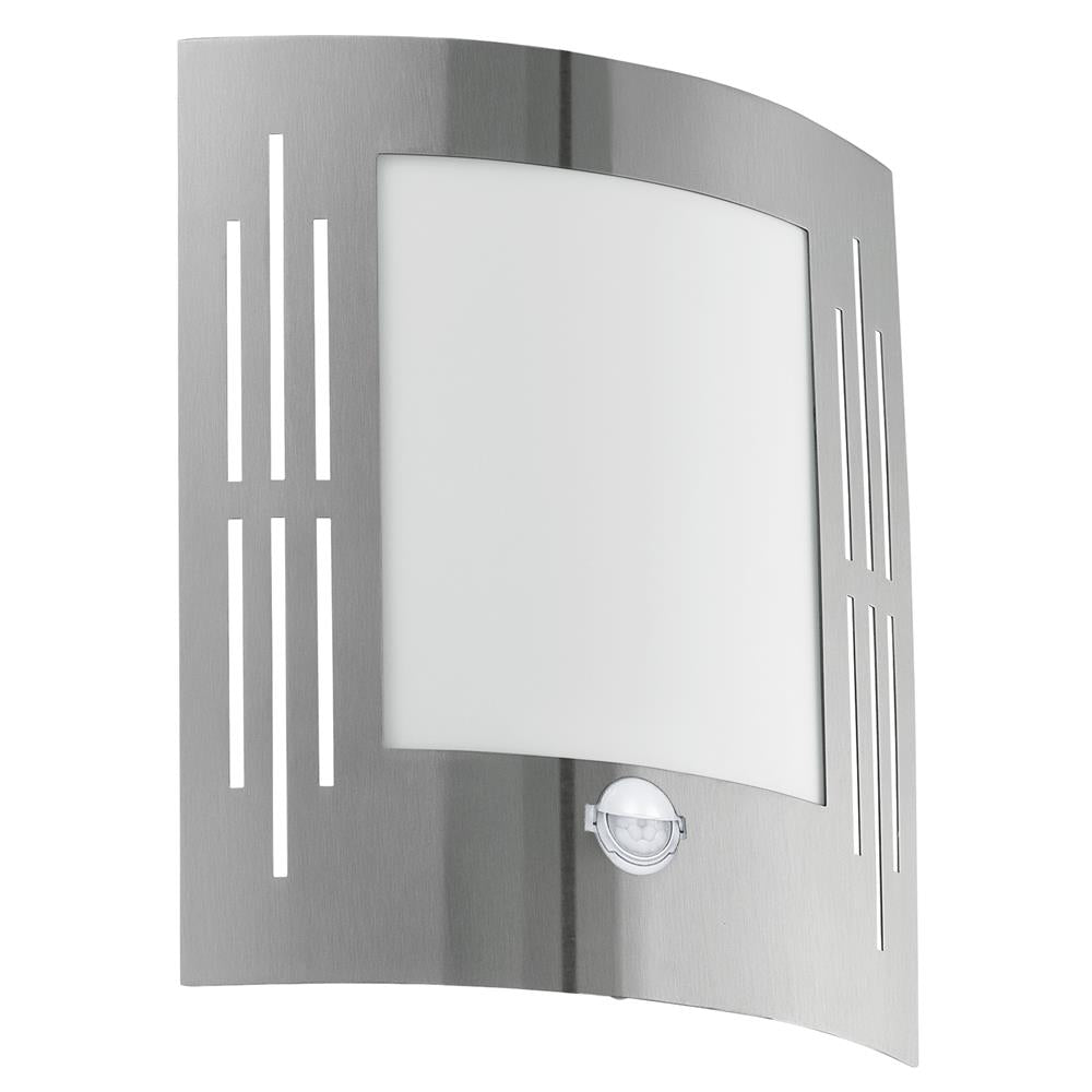 Eglo 88144 City Stainless Steel with Slits Modern Outdoor Wall Light with Sensor