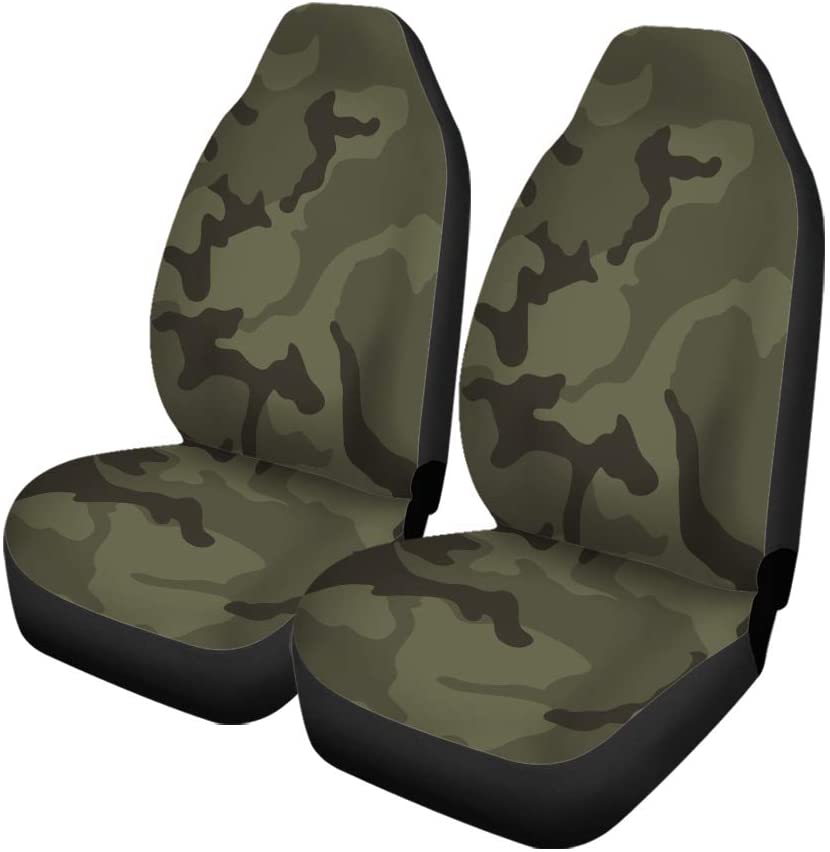 FMSHPON Set of 2 Car Seat Covers Pattern Green Camouflage Camo Force Air Universal Auto Front Seats Protector Fits for Car，SUV Sedan，Truck