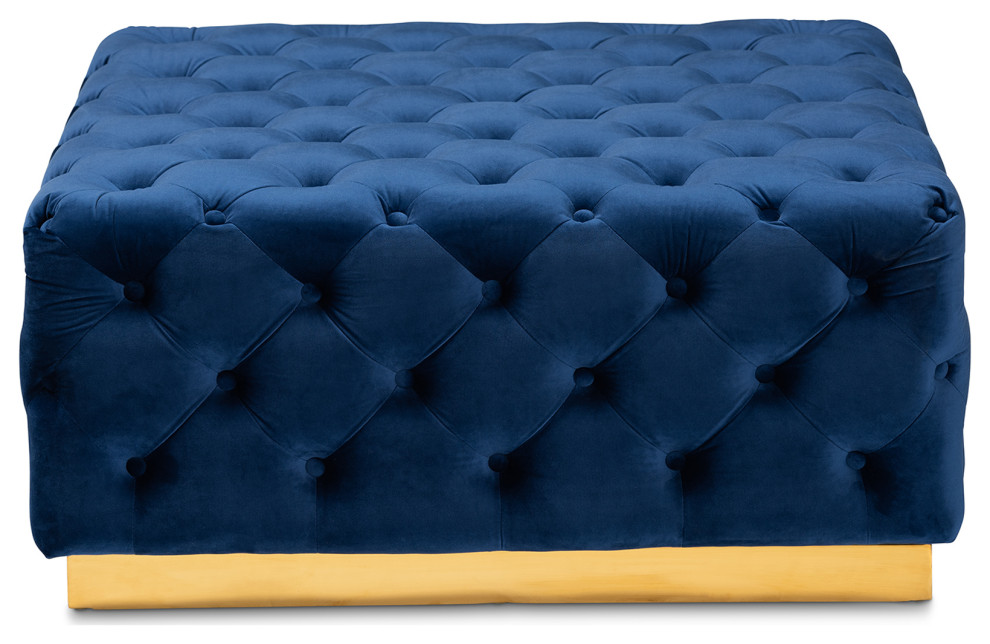 Edie Glam Velvet Ottoman   Contemporary   Footstools And Ottomans   by Baxton Studio  Houzz