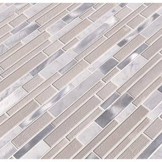 MSI White Wave Interlocking 11.75 in. x 12.5 in. Mixed Multi-Surface Metal Look Wall Tile (20 sq. ft.Case) SGLSMTIL-WHTWA