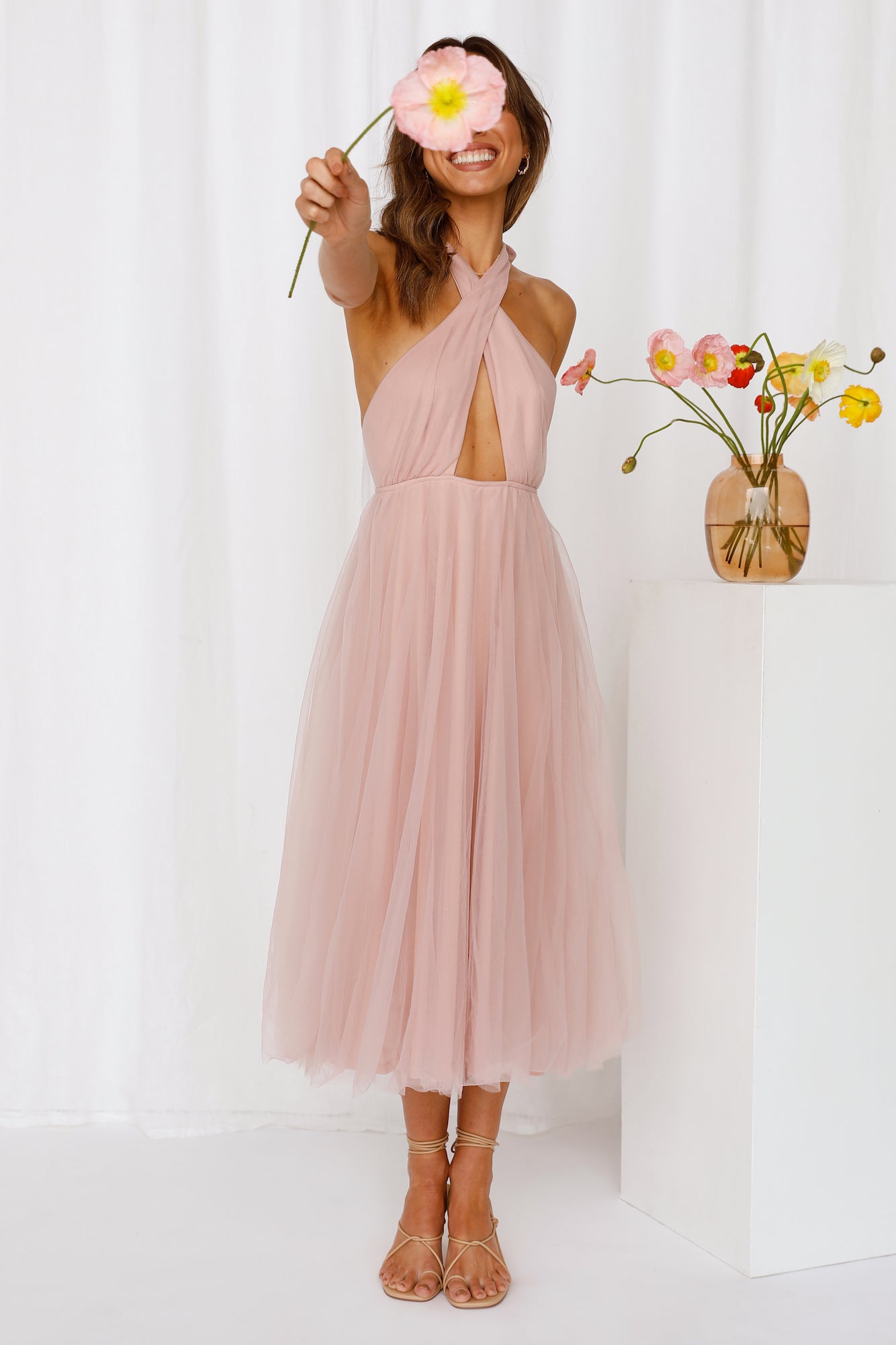 Little Tulle Much Midi Dress Pink