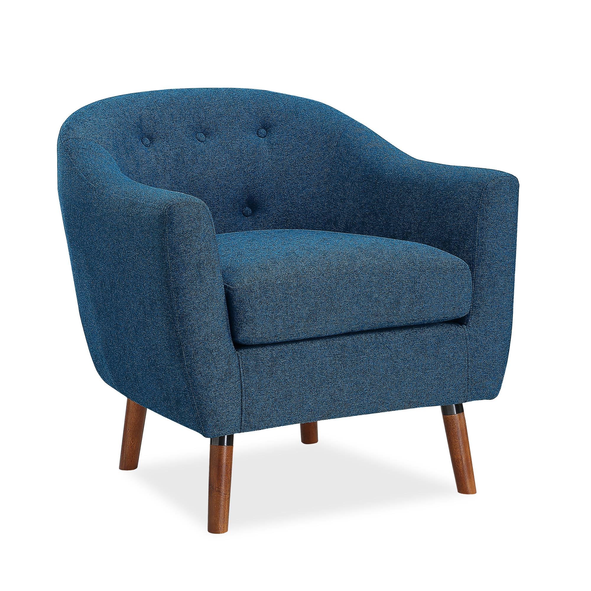 Queer Eye Brie Accent Chair, Living Room and Bedroom Furniture, Blue Linen