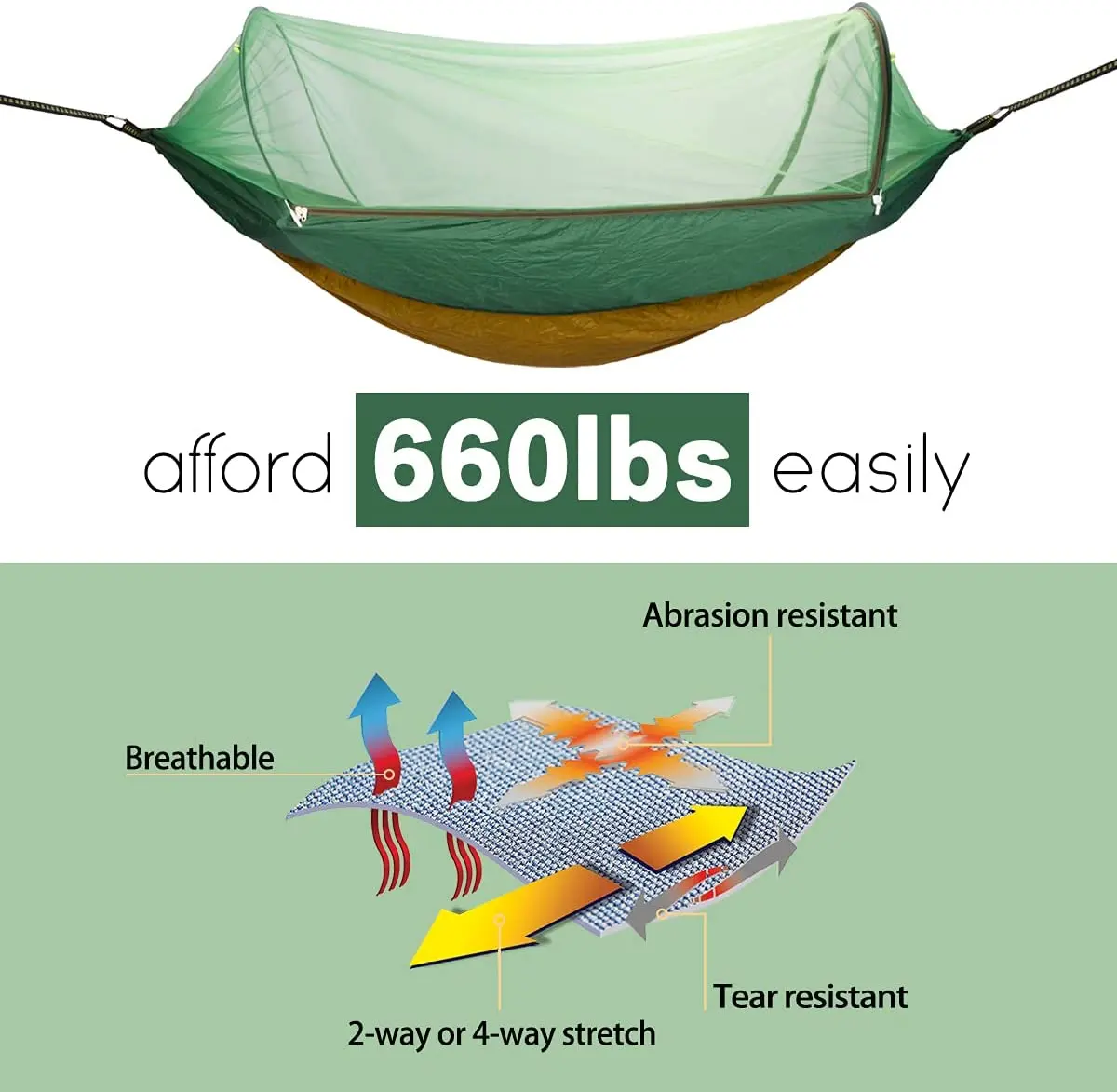 Woqi Camping Hammock for Trees Portable Hammock with Net Parachute Fabric for Hiking Camping