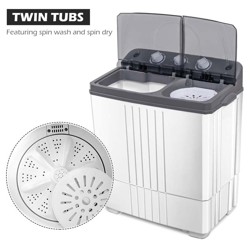 20 LBS 2-in-1 Portable Washing Machine, Twin Tub Top Load Washer Dryer Combo for RV Dorm Apartment