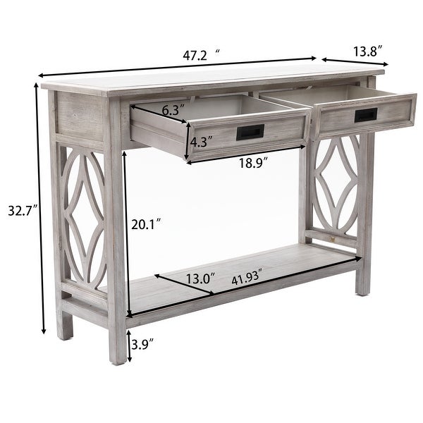 Grey Washed Wood 2-Drawer 1-Shelf Console and Entry Table - 32.7