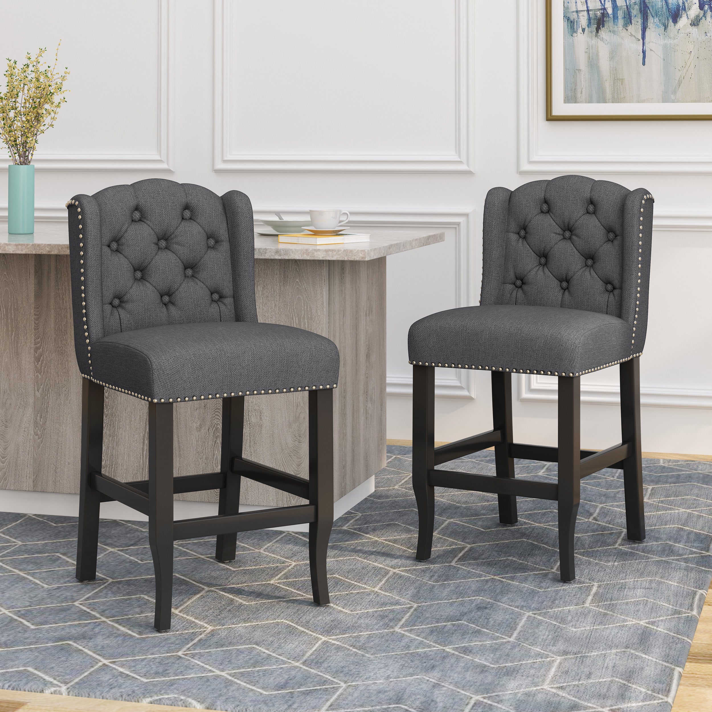 Leisha Wingback Counter Stool (Set of 2)