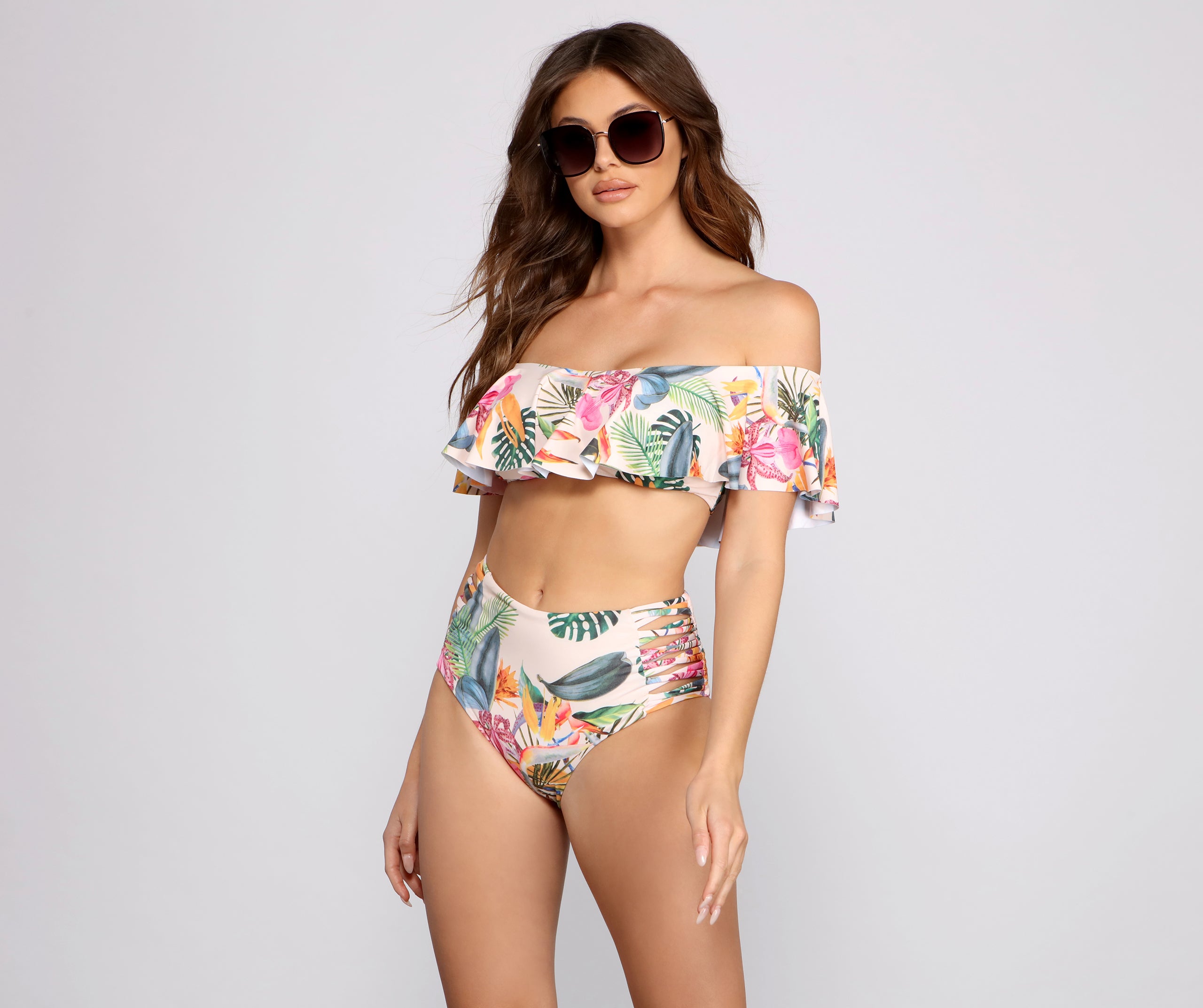 Tropical Paradise High Waist Bikini Bottoms