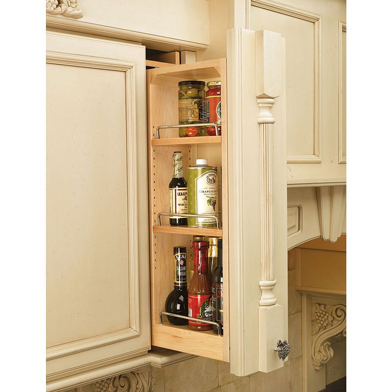 Rev-A-Shelf 6 x 30 In Pullout Between Cabinet Filler Maple Wood Shelf Storage