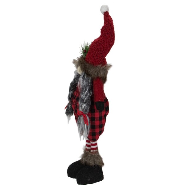 17 Red and Black Buffalo Plaid Girl Gnome Christmas Figure