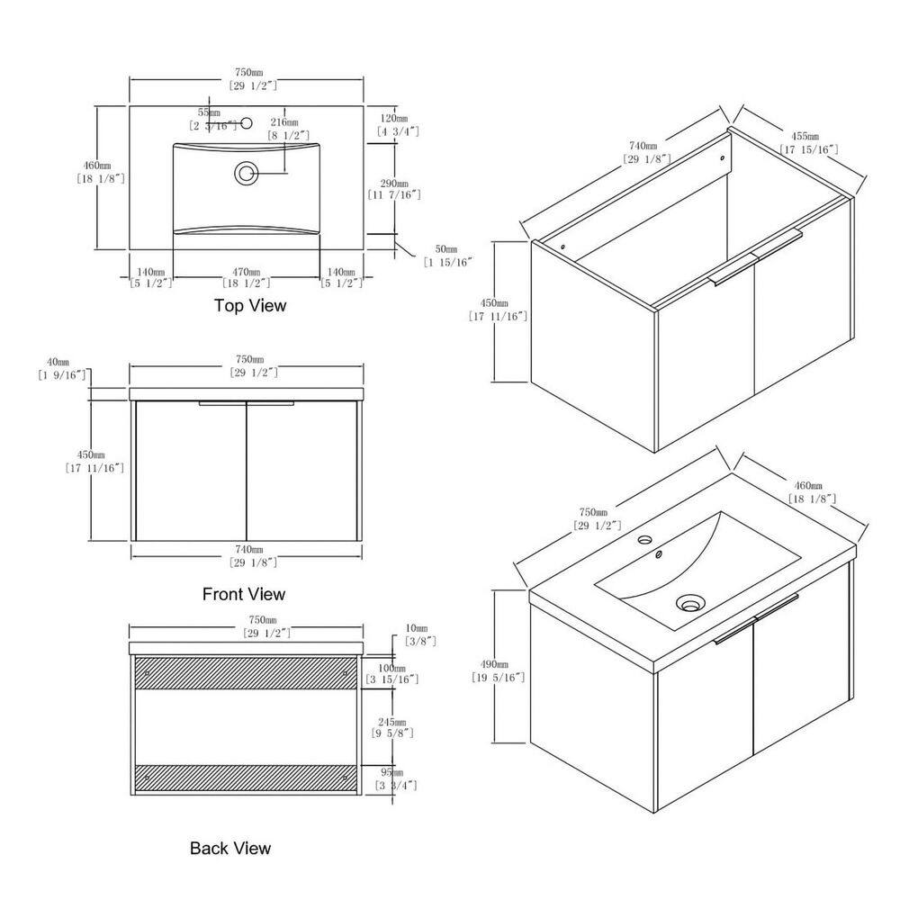 UPIKER Modern 30 in. W X 18 in. D x 20 in. H Bath Vanity in Imitative Oak with White Resin Vanity Top UP2208BCB30007