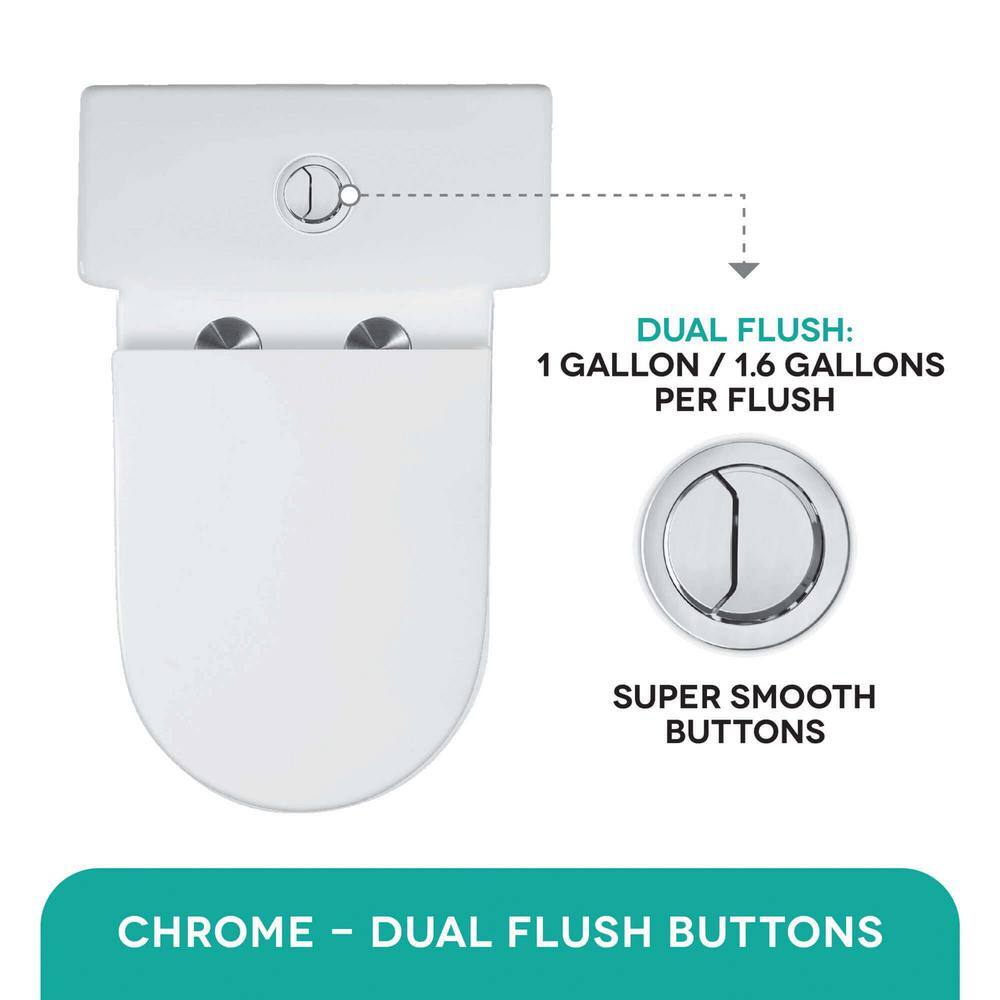 FINE FIXTURES Jawbone 10 in. Rough-In 1-piece 1.08 GPF 1.58 GPF Dual Flush Round Toilet in White Seat Included MOTB10W