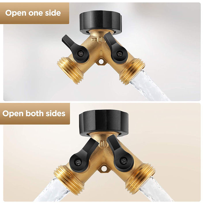 IPOW 2 Way Hose Connector Garden Hose Splitter Adapter with Dual Valves + 7 Anti Leaking Rubber Hose Washers