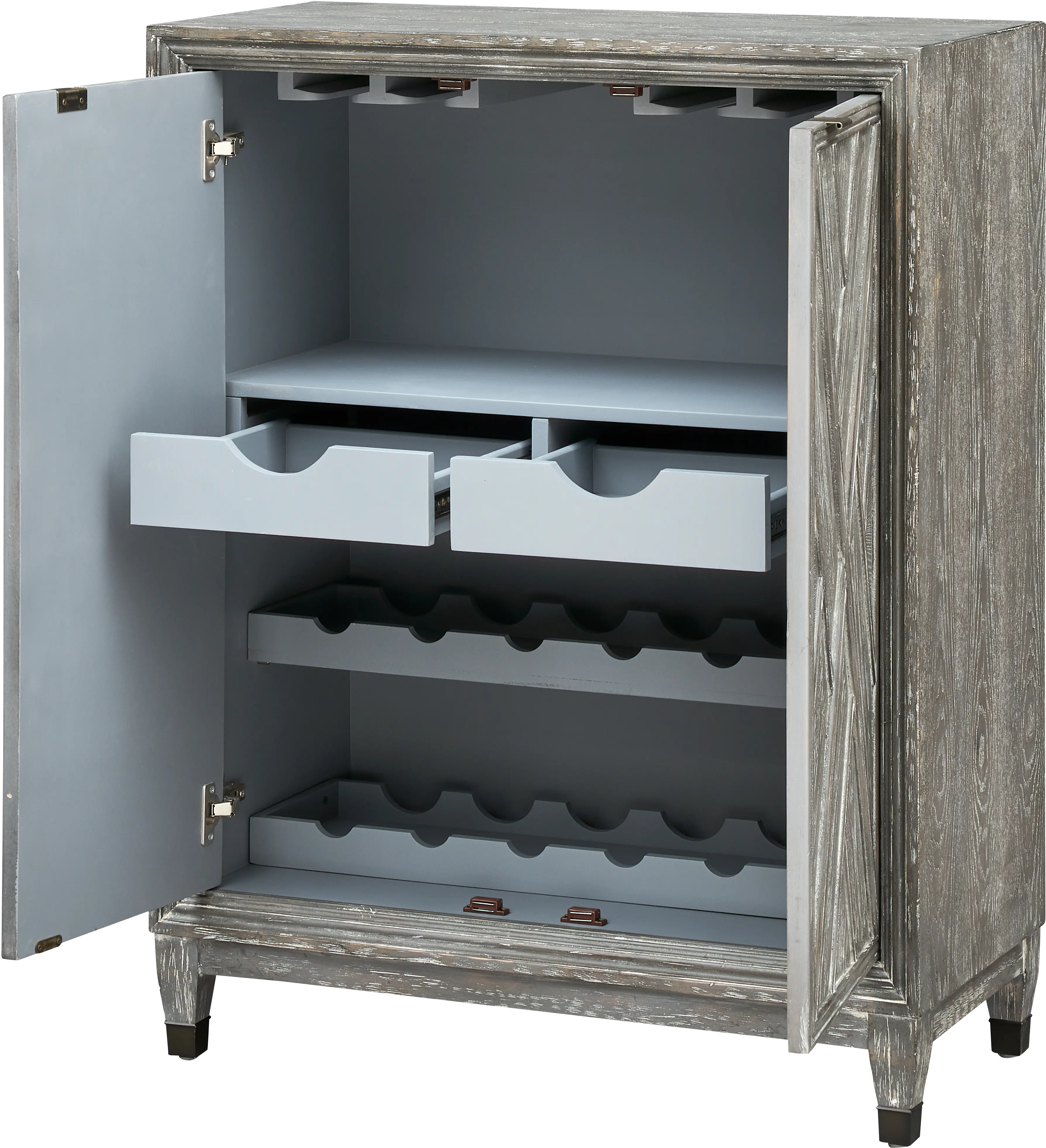 Distressed Gray Wine Cabinet