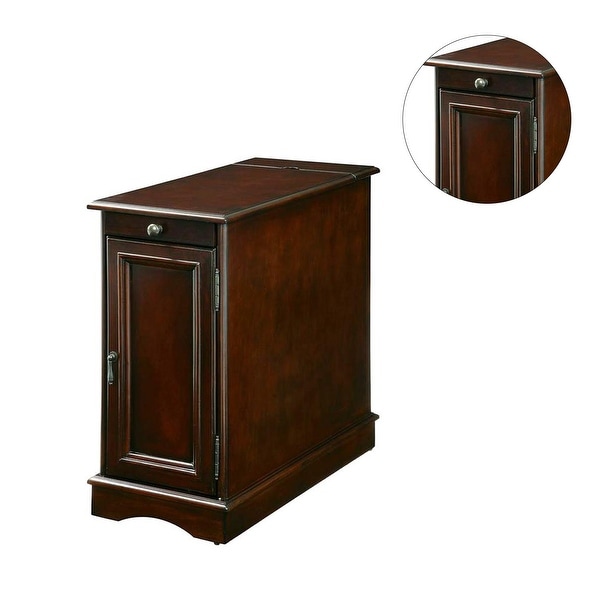 Wooden Side Table with Storage Cabinet