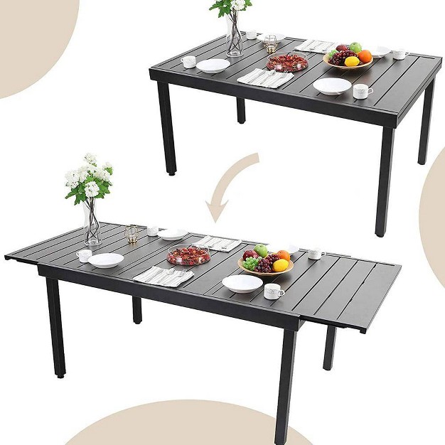 7pc Outdoor Dining Set With Expandable Metal Table Captiva Designs