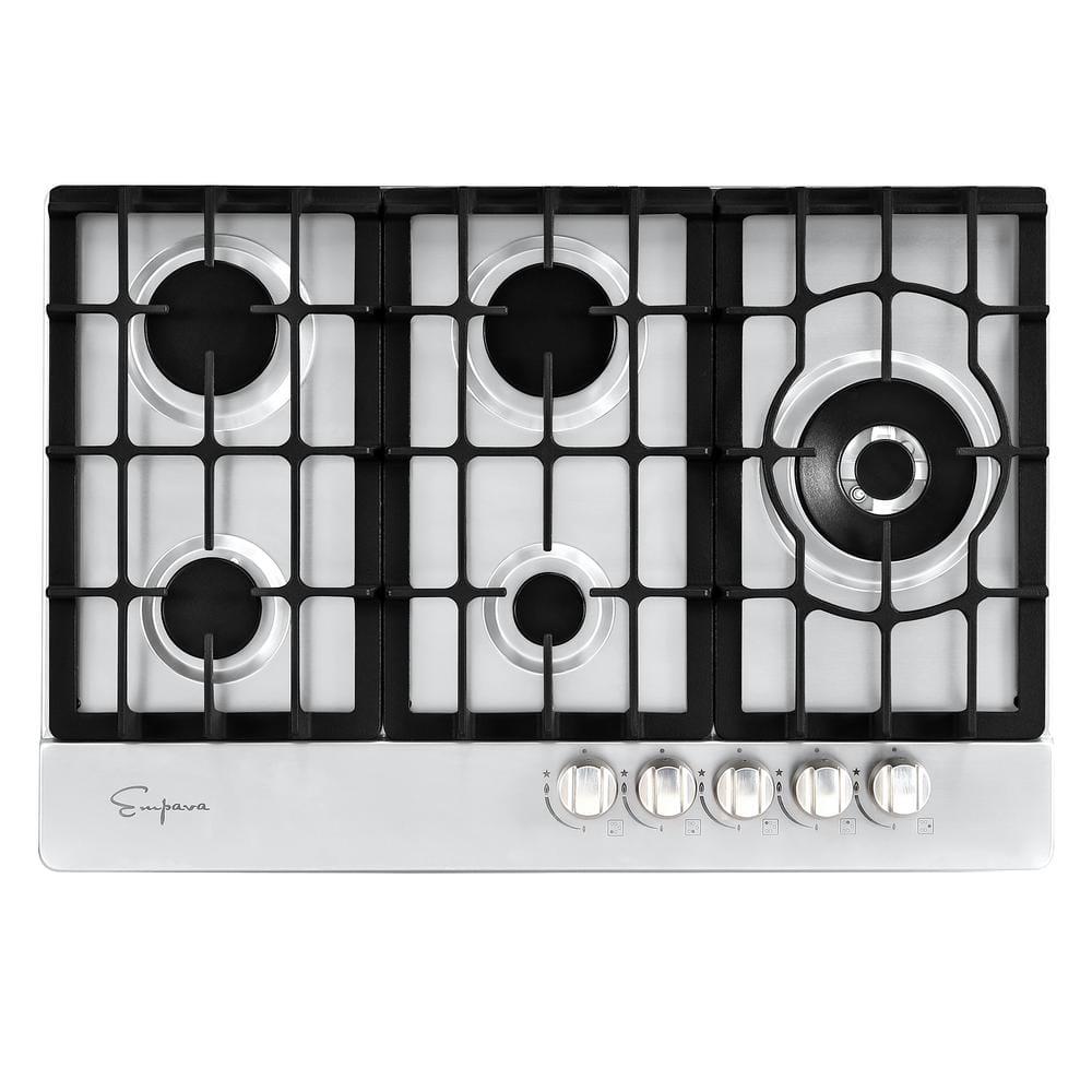 Empava 30 in BuiltIn Gas Cooktop in Stainless Steel with 5 Burners Gas Stove Including A 18000 BTU Power Burner