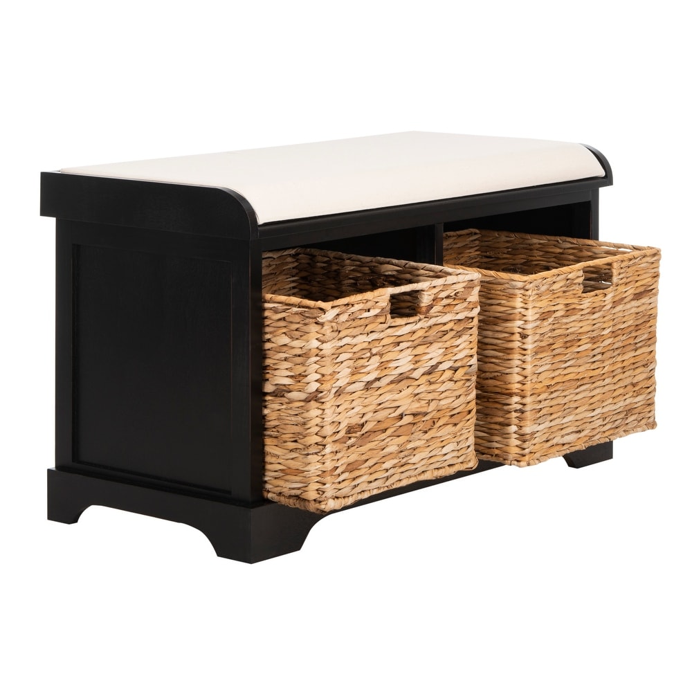 SAFAVIEH Freddy Wicker Black Storage Bench   33.5\