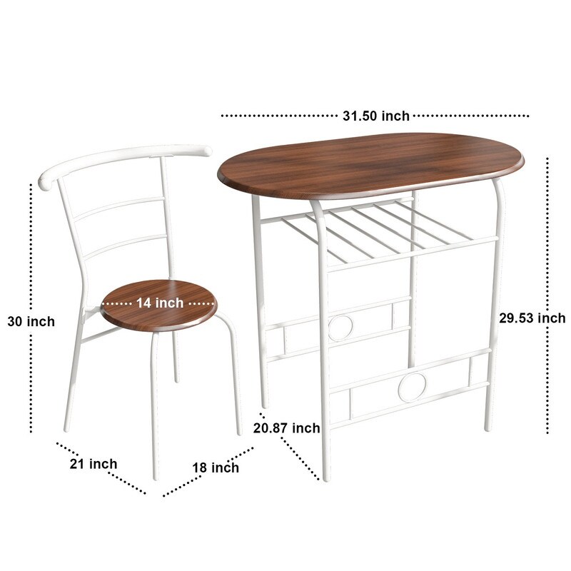 3 Piece Round Bistro Table Set for Small Spaces  Outdoor