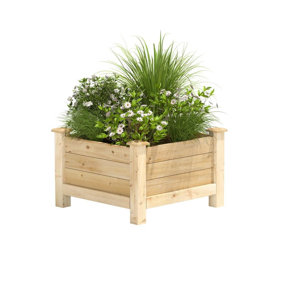 Greenes Fence 24 in. L x 24 in. W x 17 in. H Original Cedar Elevated Planter RCEV242417