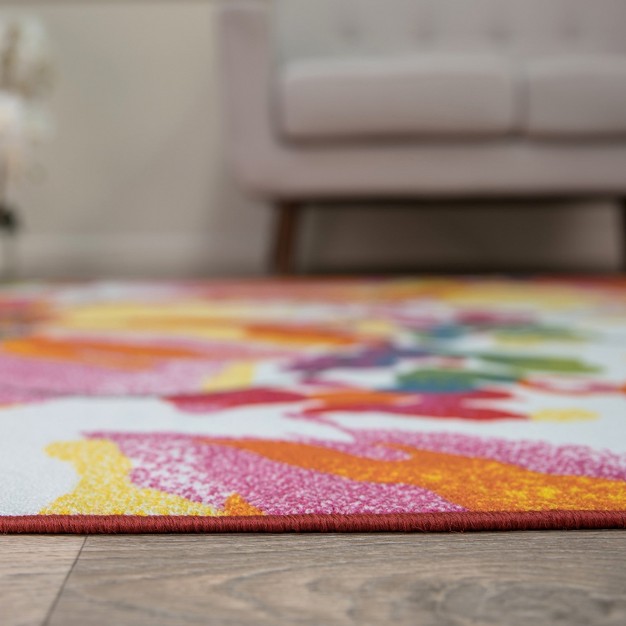 World Rug Gallery Modern Bright Flowers Non slip Area Rug