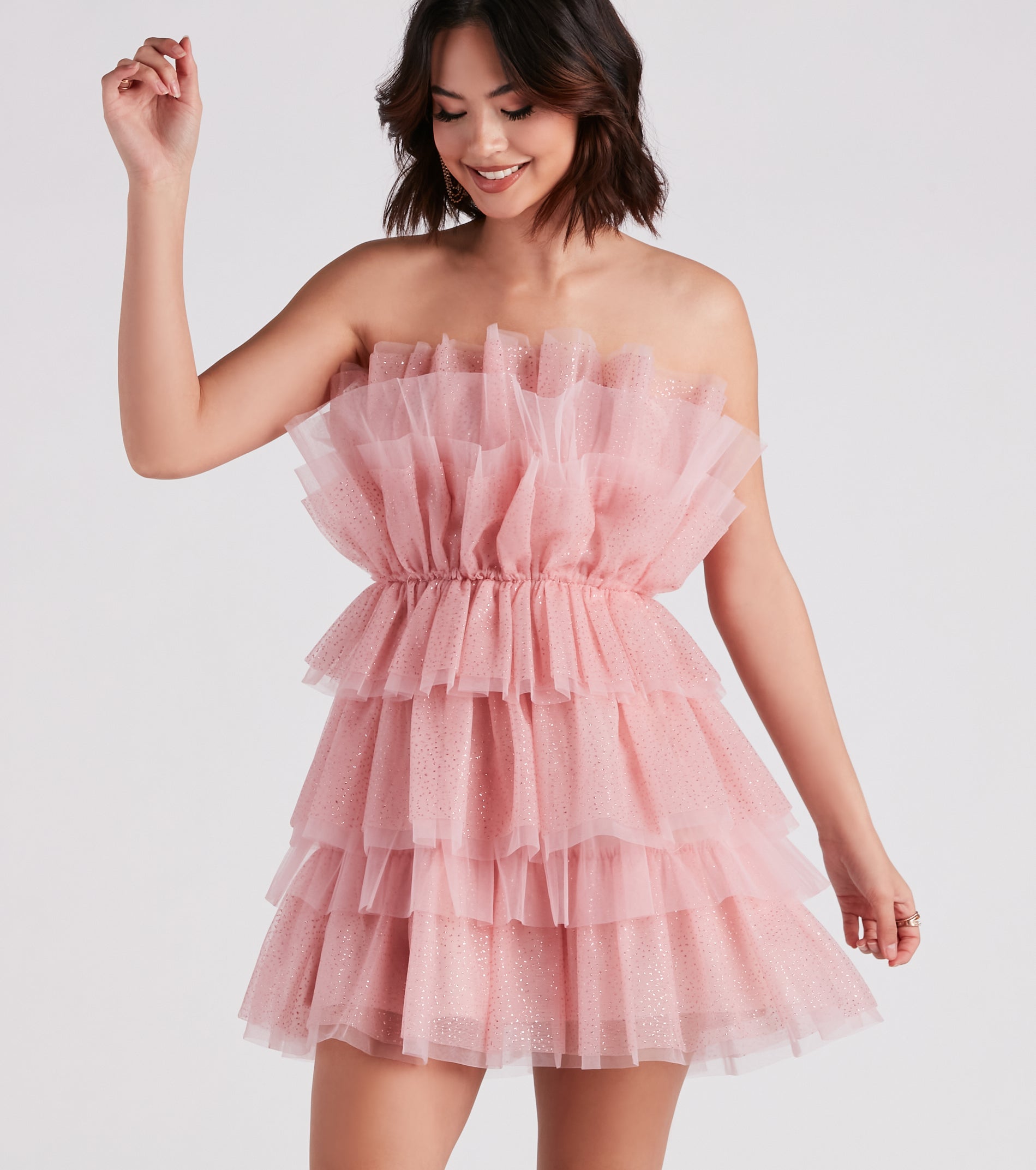 Alisa Glitter Tulle Short Party Dress