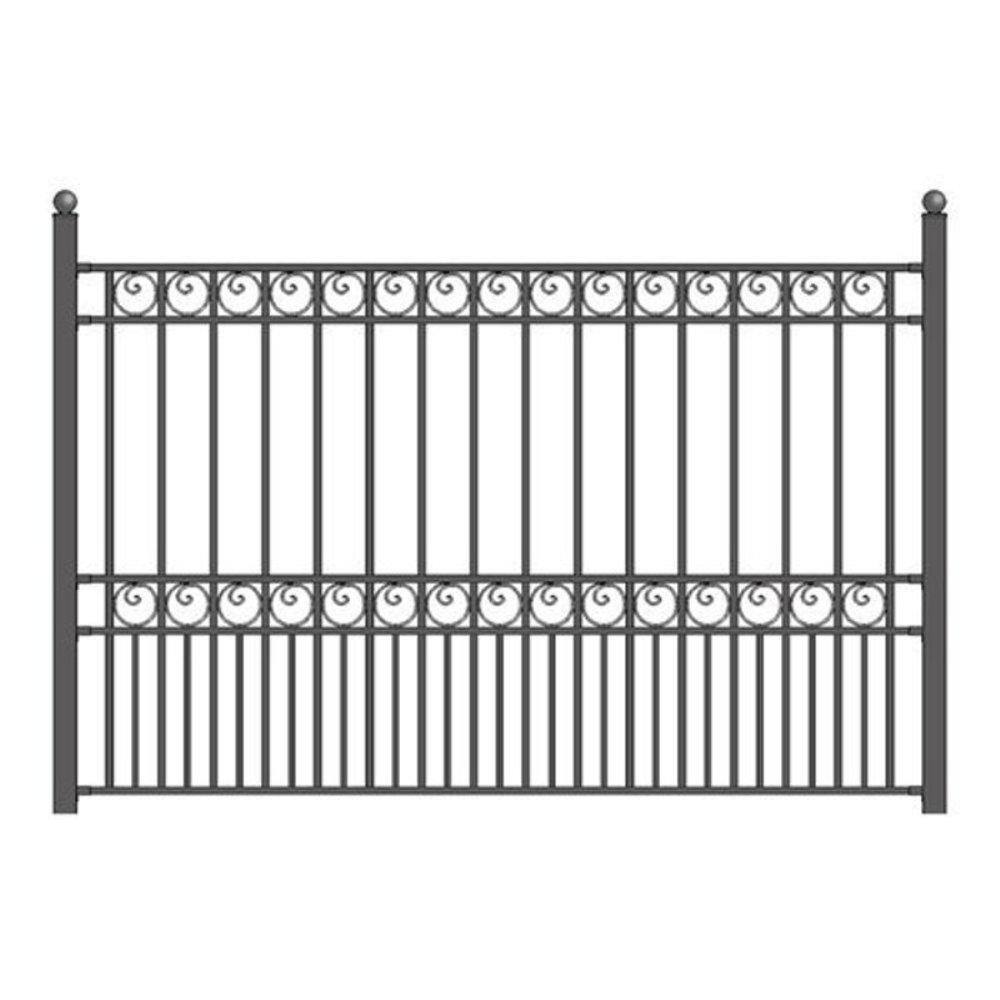 ALEKO Paris Style 5 ft. x 8 ft. Black Iron Fence Panel FENCEPAR-HD