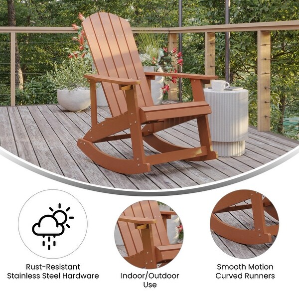 Adirondack Style Poly Resin Wood Rocking Chair for Indoor/Outdoor Use