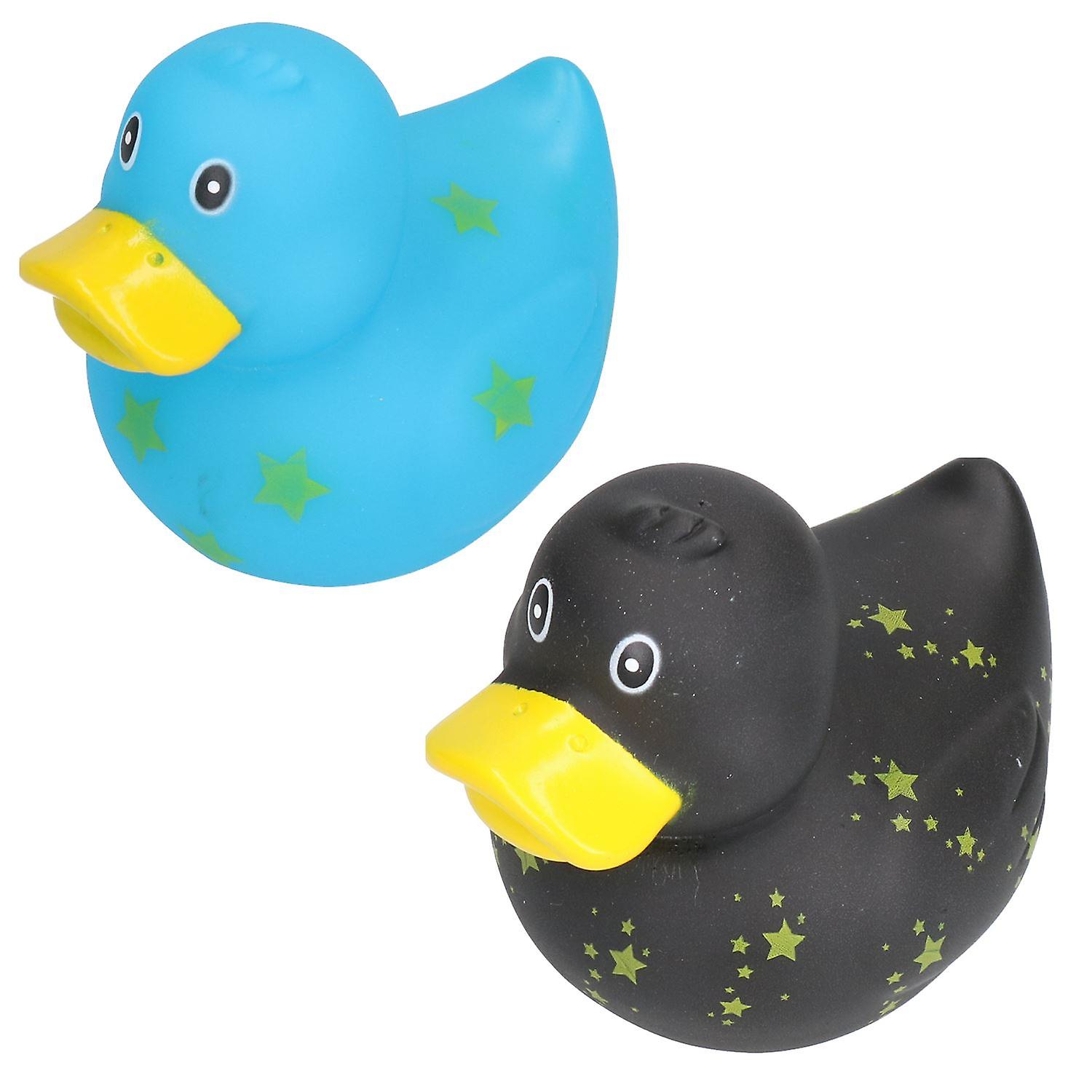 Blue and Black Star Rubber Vinyl Squeaky Duck Squeaky Dog Toy 8x10cm