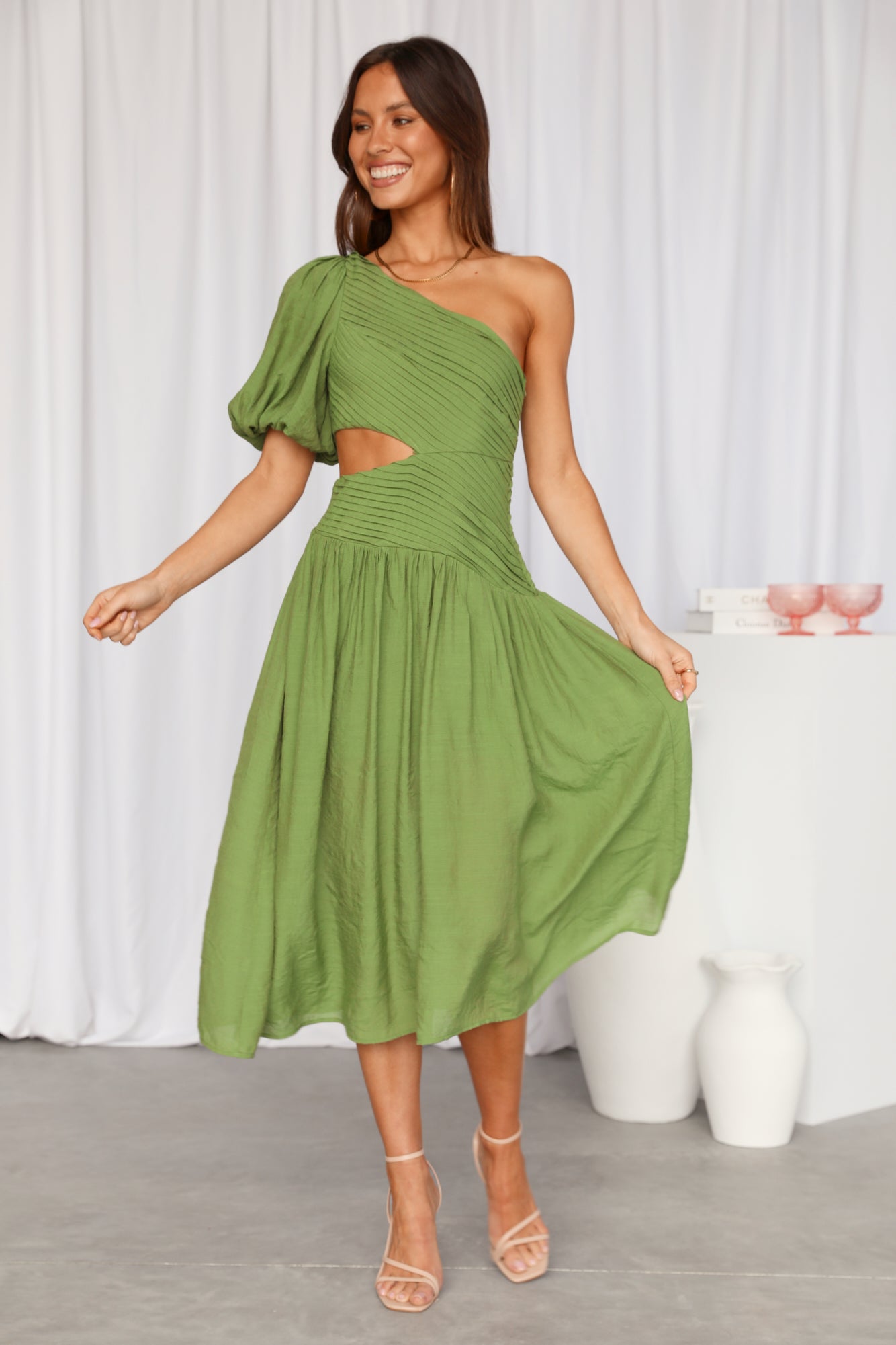 Meadow Secrets Midi Dress Green