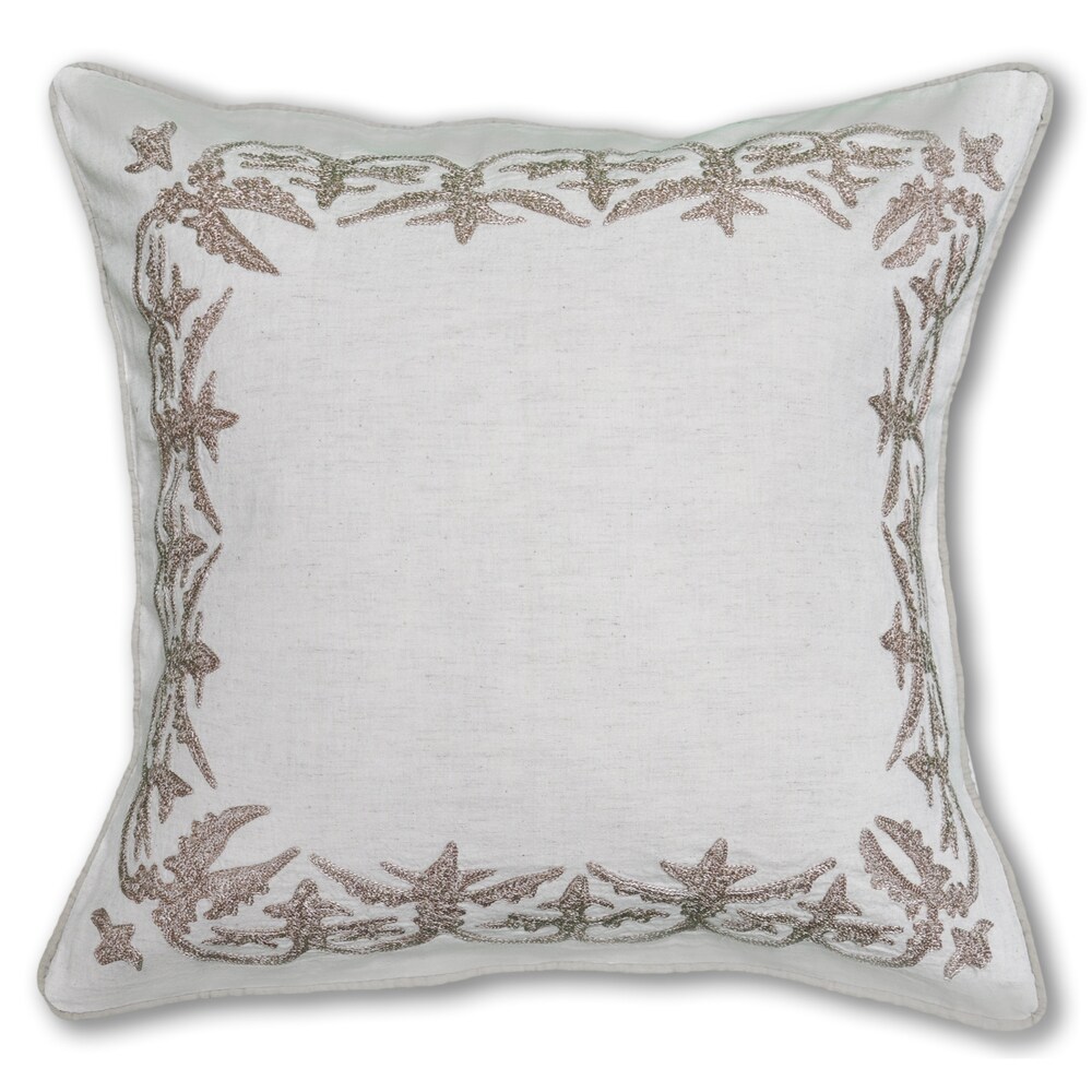 Ava Embroidered Ivory Cotton Decorative Pillow