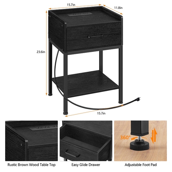 Nightstand with Charging Station and USB Ports