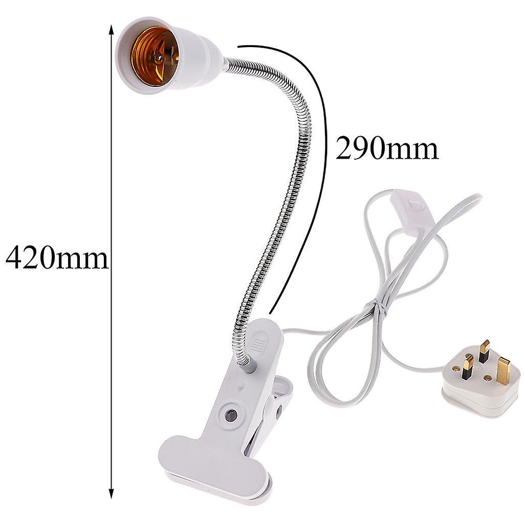 2pcs E27 29cm Flexible Clip Switch Led Lamp Holder Socket Power Cable Ac 12v-265v Uk Plug