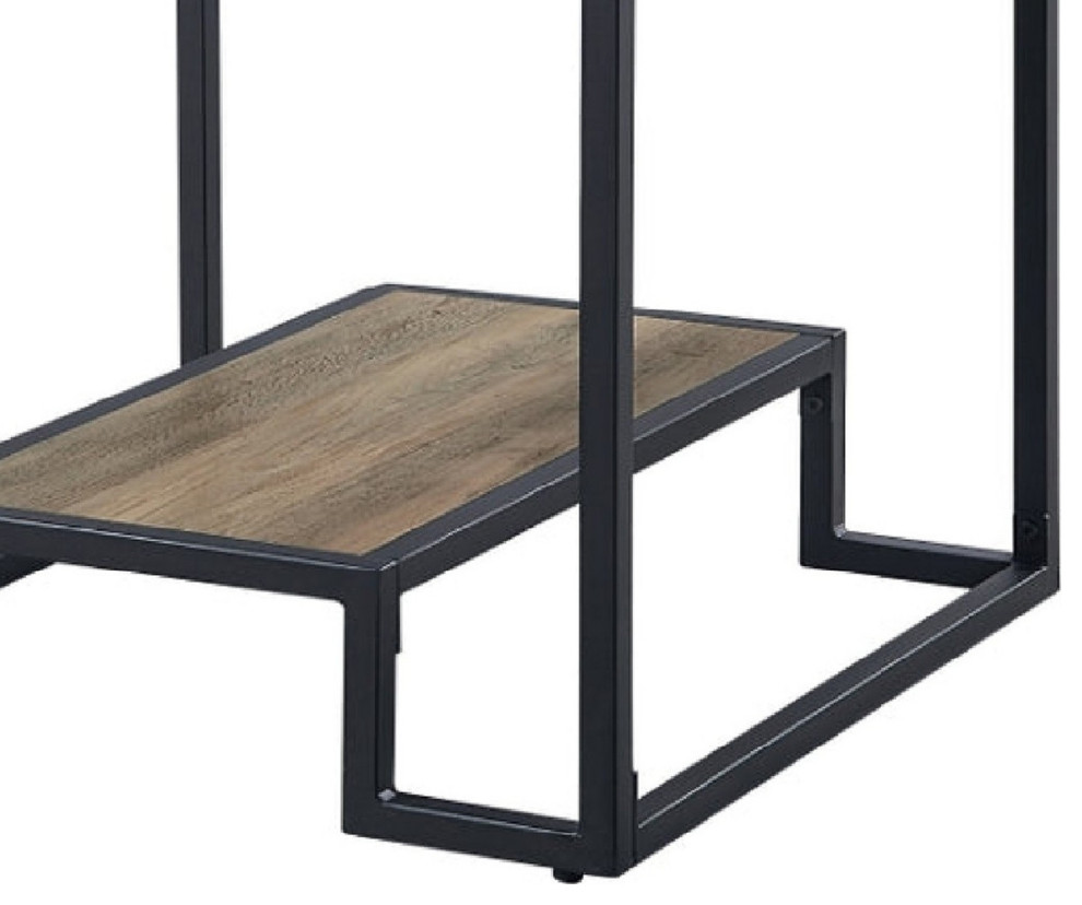 Lea 22 Inch Wood End Table Grain Details Metal Frame Rustic Oak  Saltoro   Industrial   Side Tables And End Tables   by Dot  ampBo  Houzz