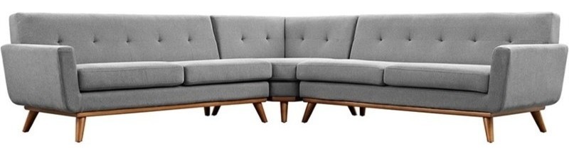 Hawthorne Collections Corner Sectional in Expectation Gray   Midcentury   Sectional Sofas   by Homesquare  Houzz