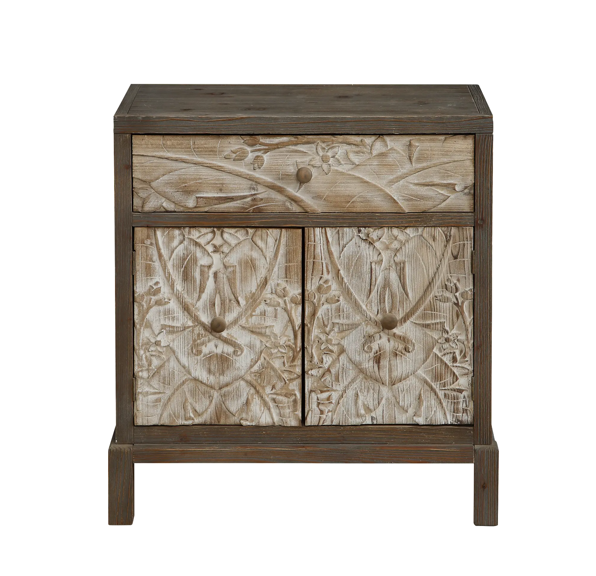 Two Tone Natural and Brown Two Door Storage Accent Cabinet