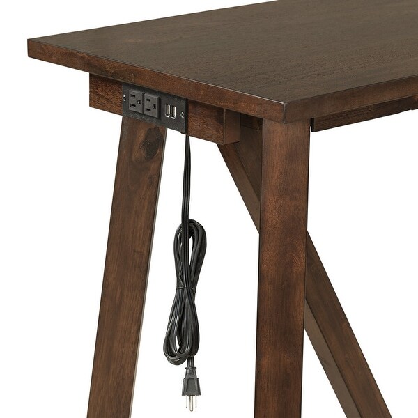 4 piece bar table with 3 upholstered stools， dining table， wooden bar table with USB port and power bank